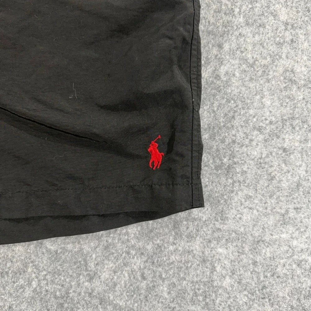 Polo Ralph Lauren Mens Swim Trunks Black Red Pony Mesh Lined Shorts Medium